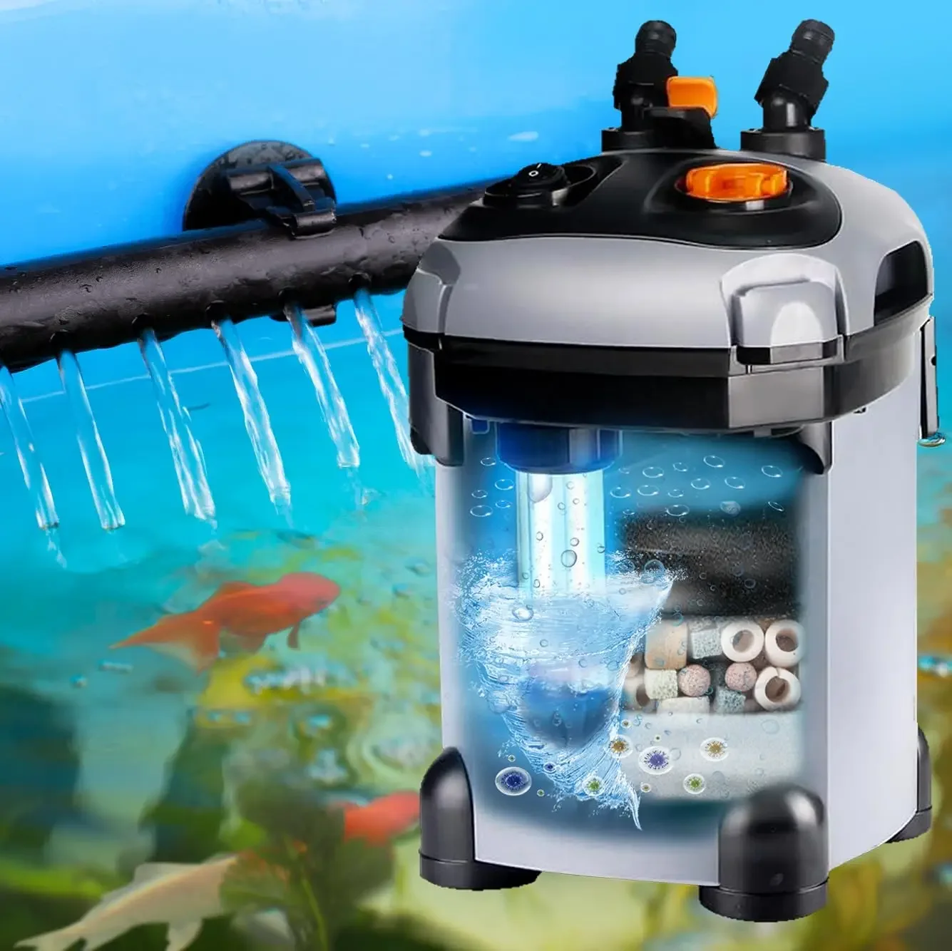 

Aquarium Canister Filter Fish Tank UV Filter Aquarium Green Water Cleaning Machine Ultra Quiet External Turtle Tank Filte