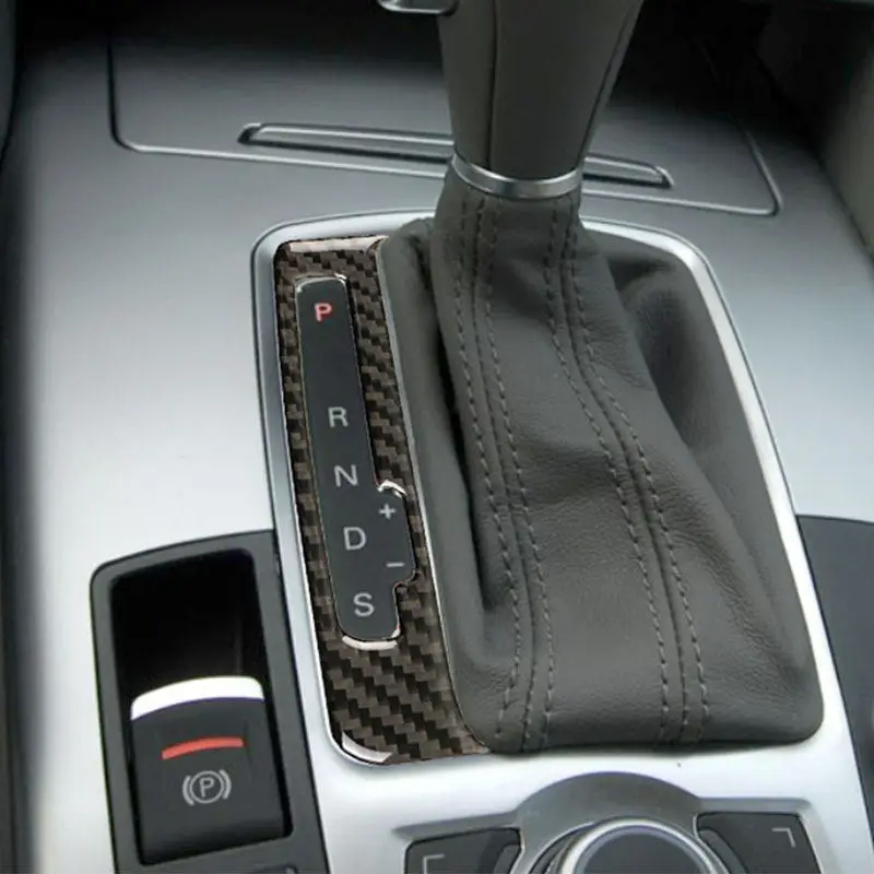 Car Accessories Soft Carbon Fiber Center Control Gear Shift Panel Function Frame Trim For Audi A6 S6 C6 2002-2011 Piano Black