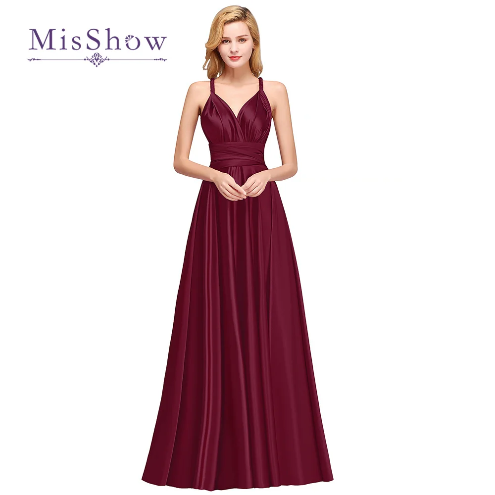 MisShow – robes de demoiselle d'honneur en Fiber de lait, mode de port Variable, ligne a sans manches de qualité supérieure, vin rouge poussiéreux bleu marine, nouvelle collection 2021