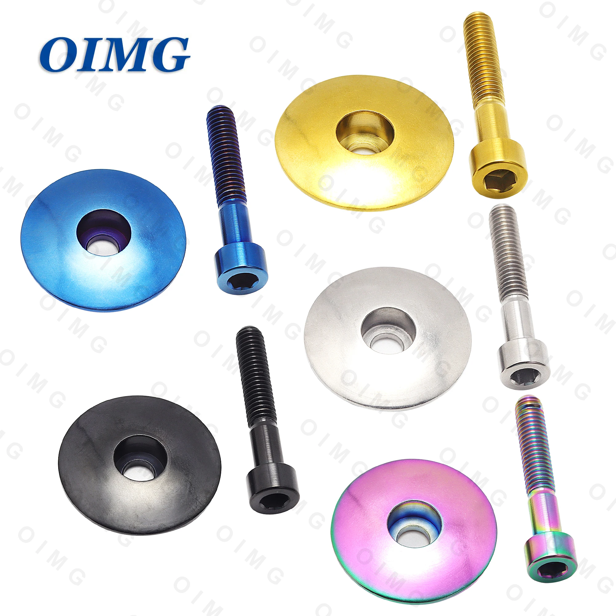 OIMG Titanium Bicycle Headset Cap MTB Road Bike Stem Headset Top Cap Cover with Screw for 28.6mm Fork Head Tube Cycling Bolt