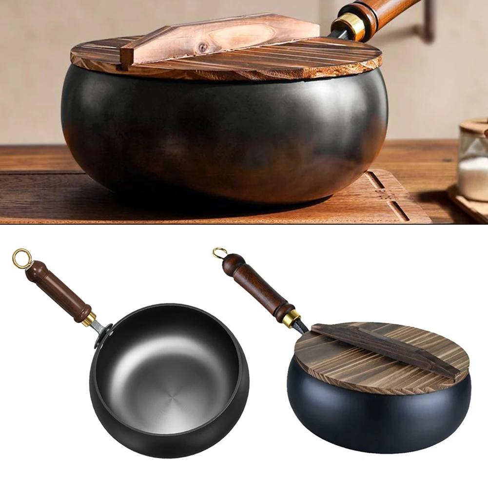 Small Frying Pan Uncoated Iron Pot Frypan Pot Saucepan Big Belly Pot Pure Hand Forged For Cookware Kitchen Cookware