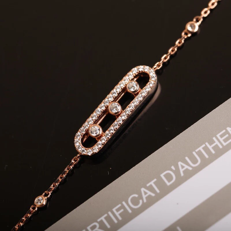 High Quality Classic Triple Slide Diamond full Diamond 925 Sterling Silver Bracelet for Women Brand Jewelry Fine Party Gifts