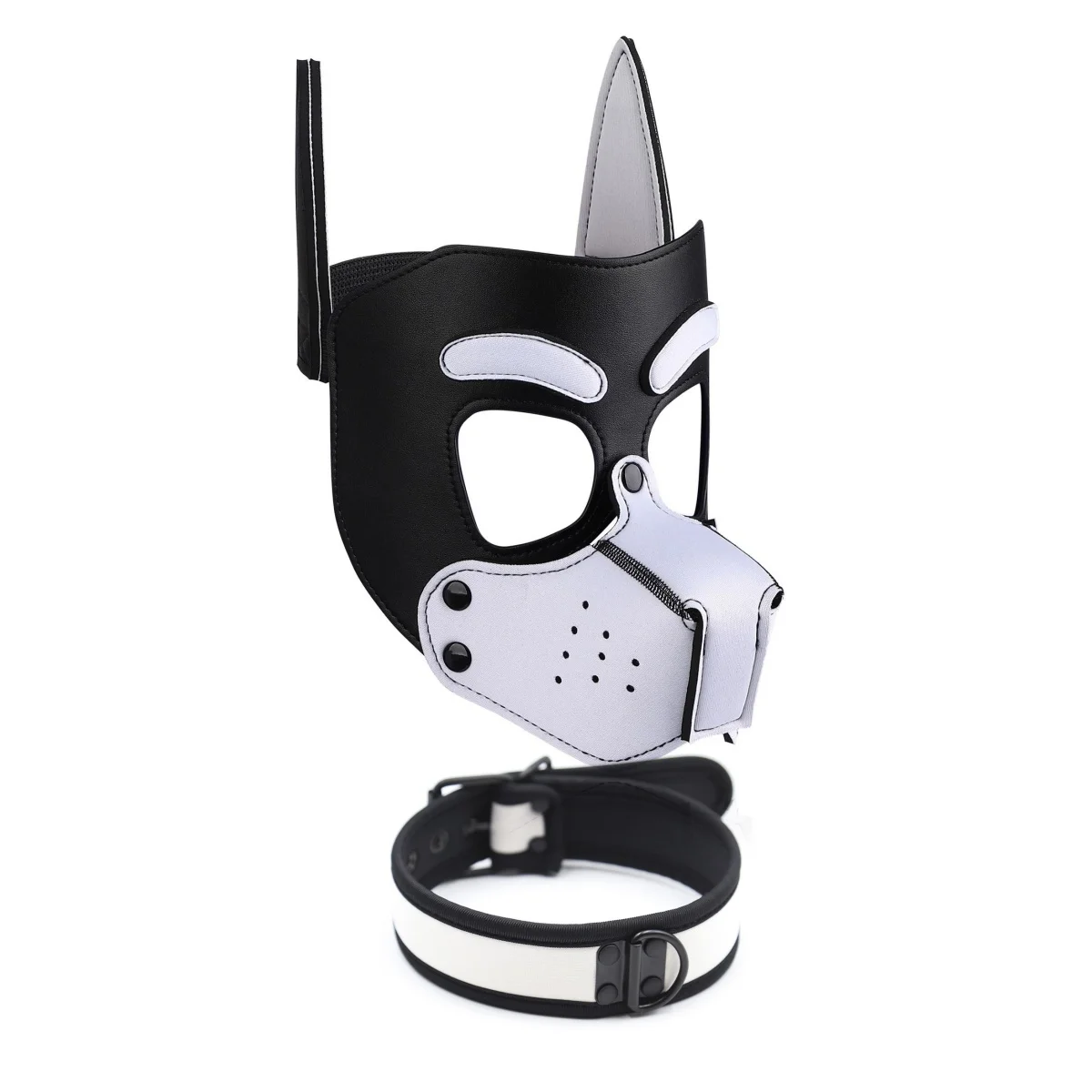 Couples Animal Role Play Games Accessories with Collar for Dog Mask Puppy Cosplay Exotic Costumes Padded Leather Head Hood Mask