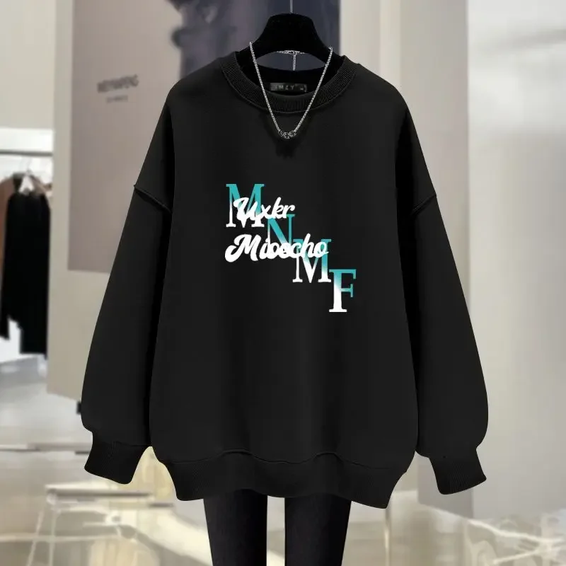 

Women Clothing Y2k Letter Printed Sweatshirts Fashion Long Sleeve Cotton Top Pullovers Casual Loose O-neck Hoodies