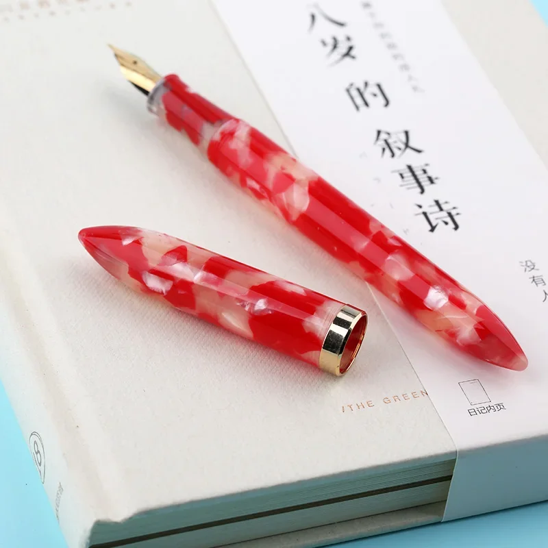 MAJOHN S1 Acrylic Fountain Pen Iridium Nib Fude Pen Beautiful Celluloid Calligraphy Writing Ink Pens Student Writing Stationery