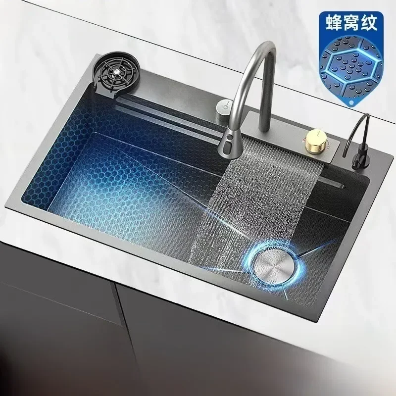 for Feiyu Kitchen Stainless Steel Sink Set Integrated Vegetable Basin Single Sink Thickened Large Drain Rack Set