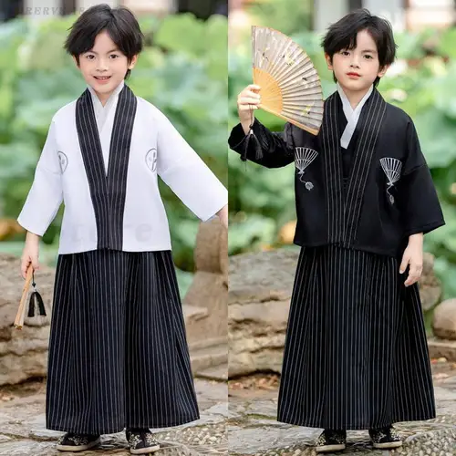 Imagen 1 del producto Traje tradicional japonés para niños, Kimono, ropa de samurái para niños, cárdigan para niños, conjuntos de kimono, ropa para el escenario