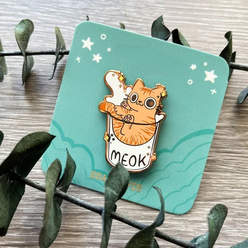 Orange Tabby Meok Hard Enamel Pin（It's not soft enamel）