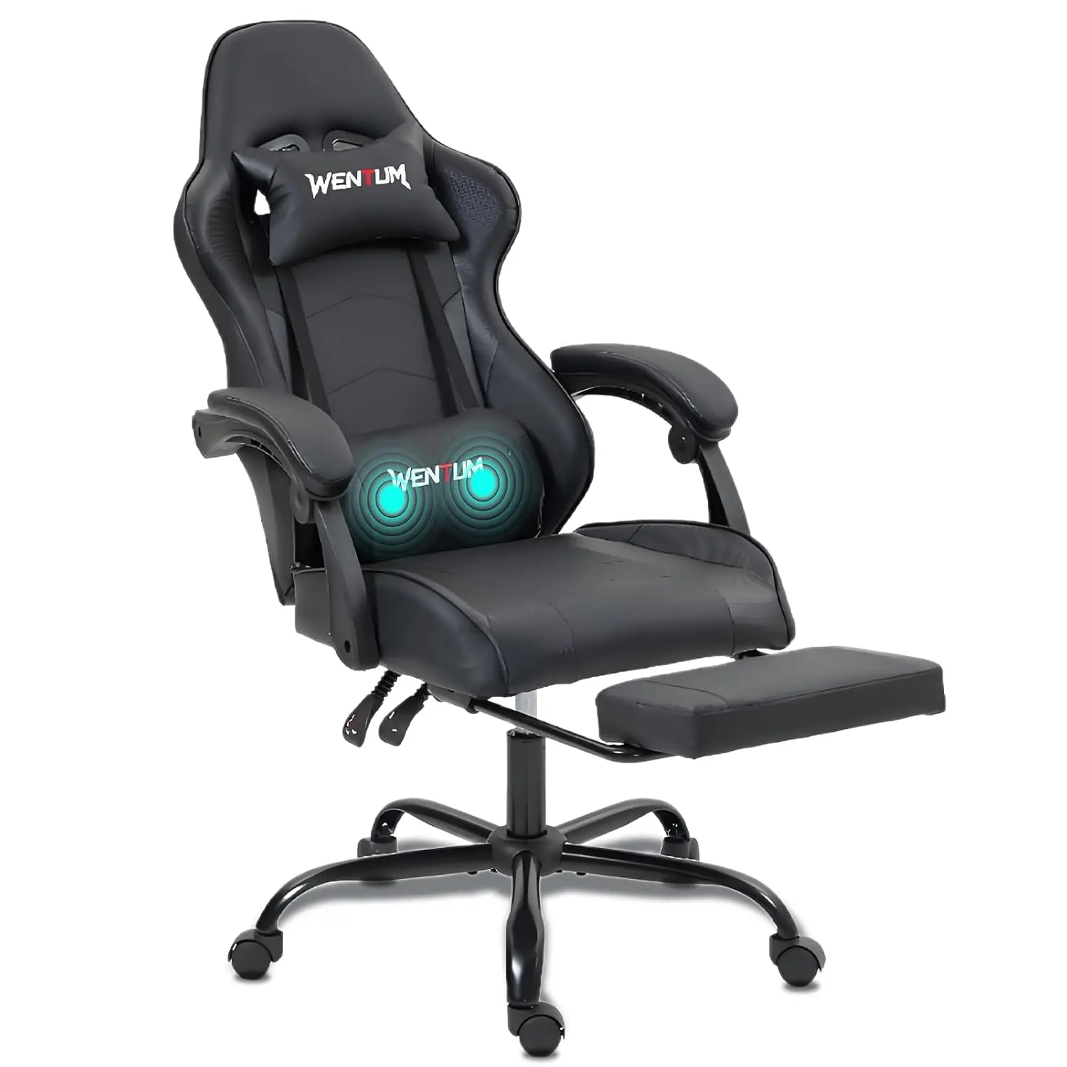 

Gaming Chair, Video Game Chair with Footrest and Massage Lumbar Support, Height Adjustable Ergonomic Computer Chair, Customized