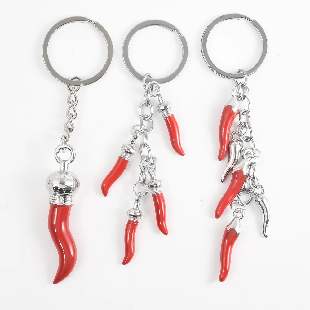 1 unidad de aleación con personalidad, cuerno de la suerte, Chile italiano, colgante de Cornicello, llavero DIY Kpop, pimiento rojo vegetal, baratijas para mujer, joyería