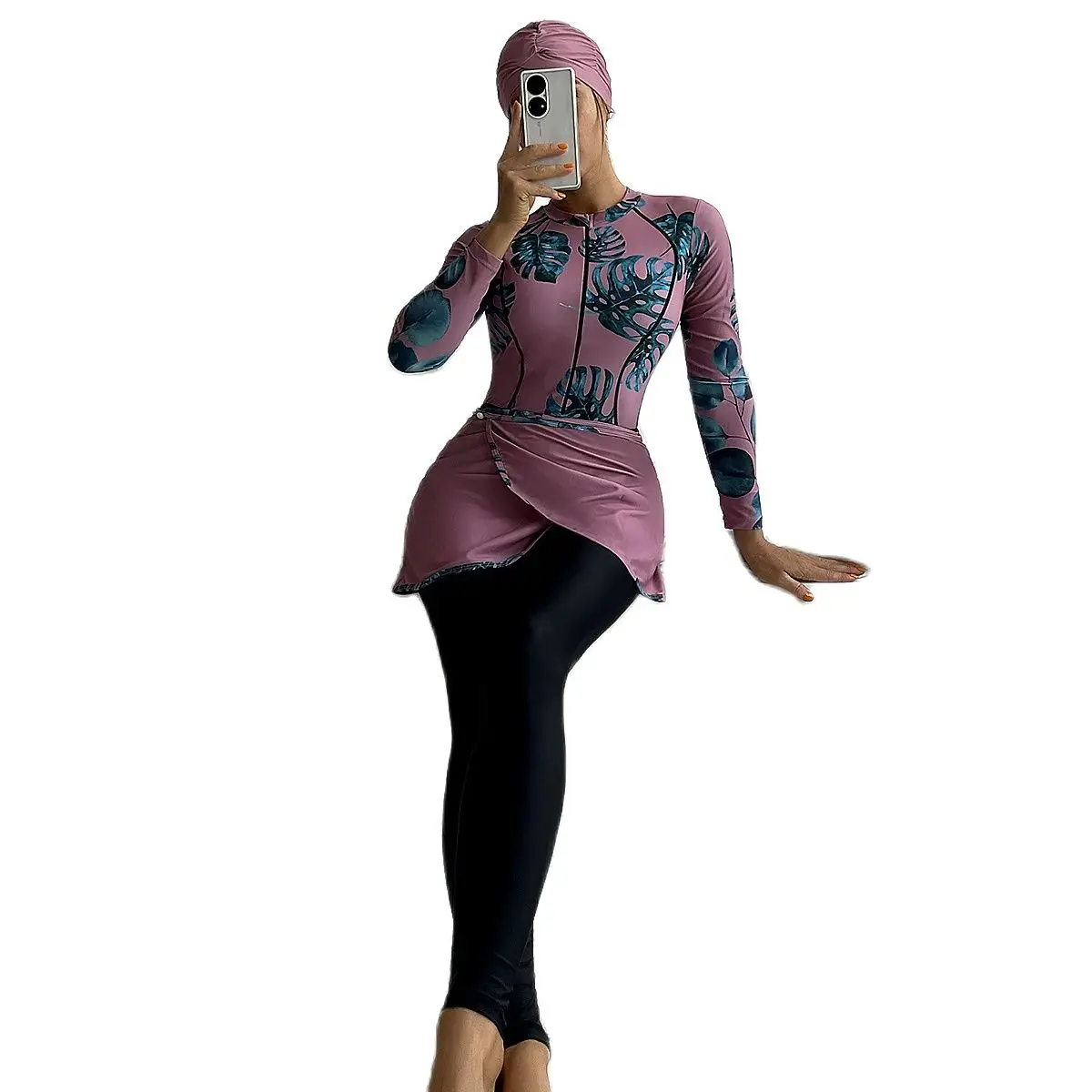 Hijabs Femme 2023 New Muslim Swimwear Long Sleeve Full Coverage Bathing Suit Swimming Hijab Ensembles Musulmans Hasama