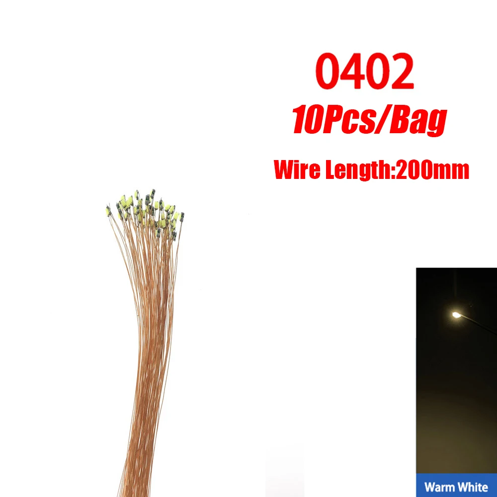 10 teile/los 0402 0603 SMD Lampe Wired Micro Led Vorgelötet Micro Litz Wired Chip 20 cm 3 V Eisenbahn modell Szenen