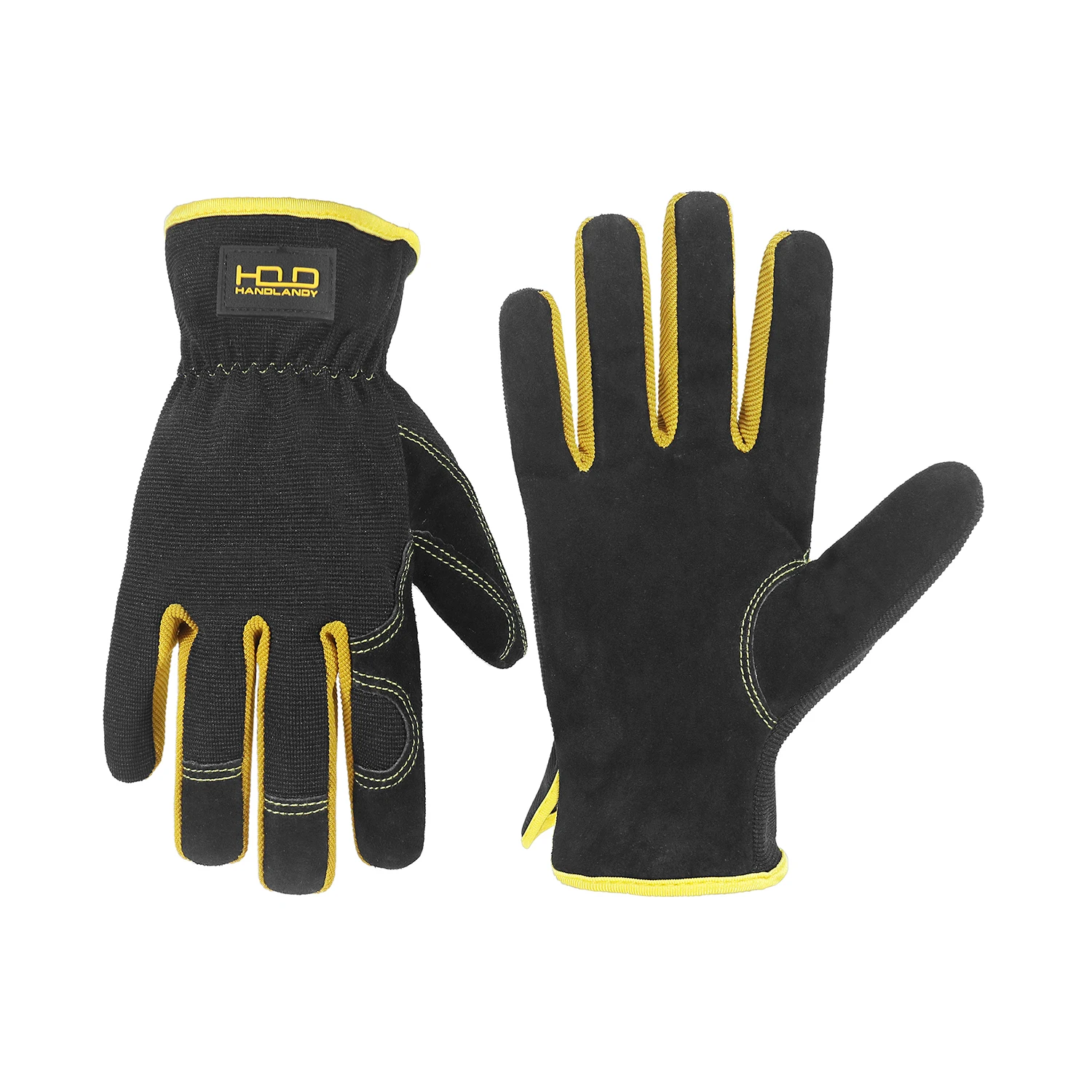 قفازات البستنة الجلدية من هاندلاندي، قفازات العمل المساعدة للميكانيكا، البناء، السائق، تصميم براعة قابل للتنفس