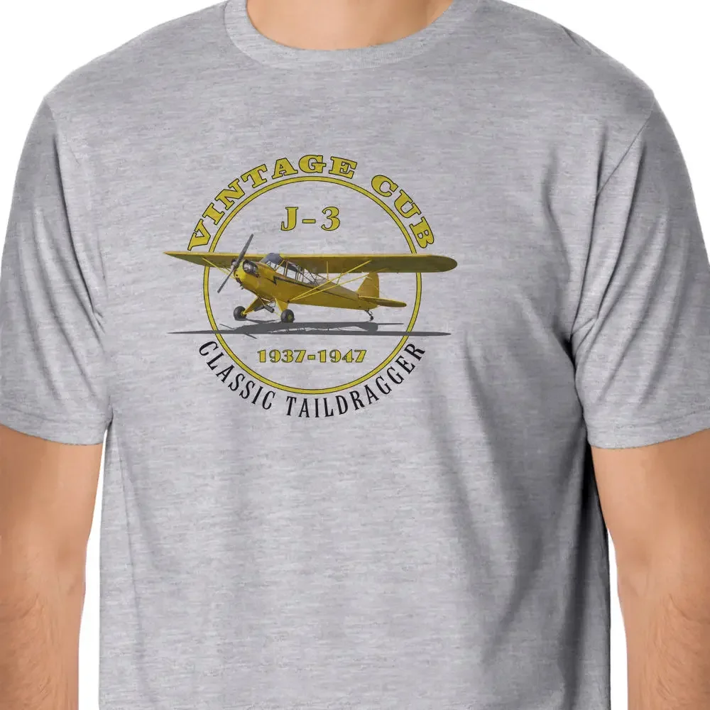 

Vintage Piper Cub J-3 Aircraft inspired Design T-Shirt 100% Cotton O-Neck Summer Short Sleeve Casual Mens T-shirt Size S-3XL