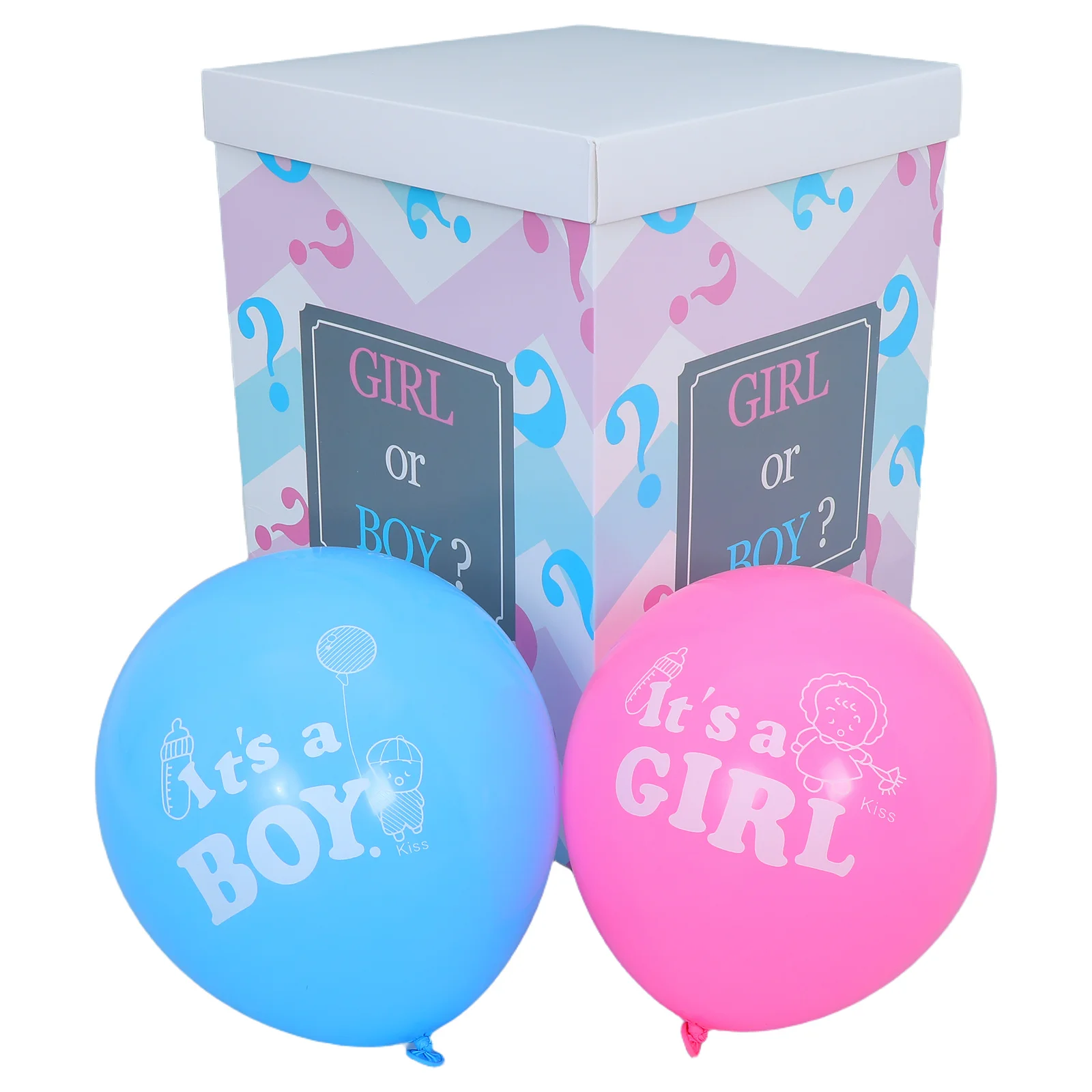 

1Set Balloon Box for Gender Reveal with 5 Blue 5 Pink Decorative Balloons Baby Shower Party Photo Props Indoor Outdoor