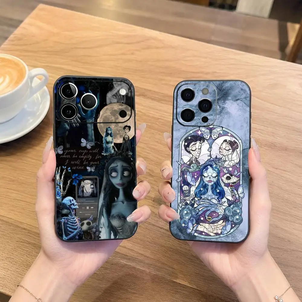 Funda de Silicona Suave con Diseño de la Novia Cadáver de Tim Burton para iPhone 17 16 15 14 13 12 11 X XR Plus Pro Max Plus