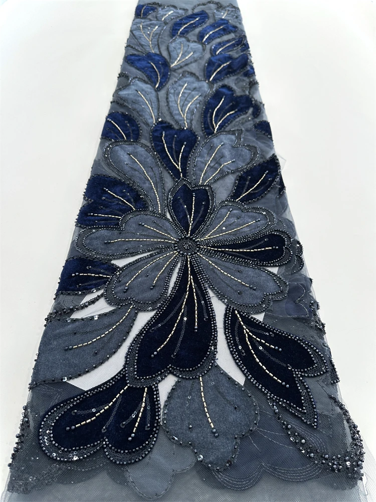 Dernières perles de velours dentelle africaine 2025 paillettes de haute qualité nigérian français Tulle tissu broderie pour les femmes robe