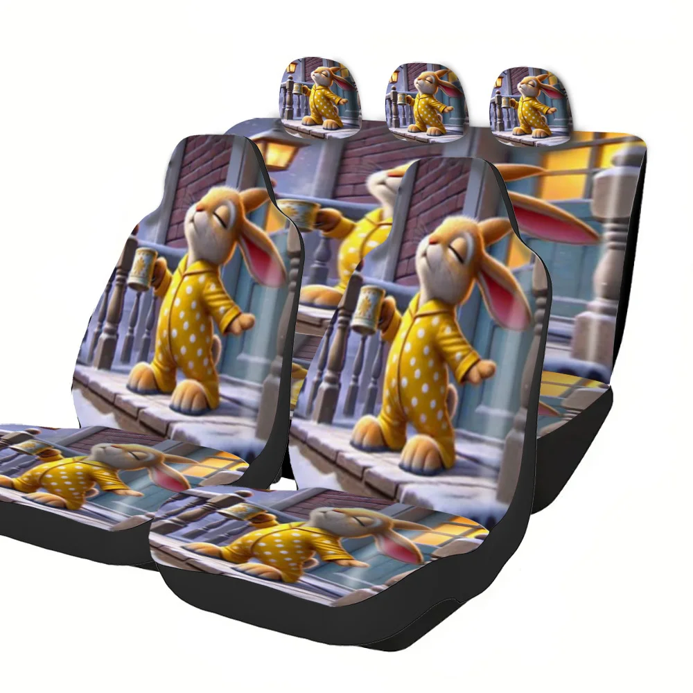 Trendy Printed Car Seat Covers | Halloween Christmas New Year Easter Themed Rabbit Mug Porch Design, Lucky Gift For Friends, Uni