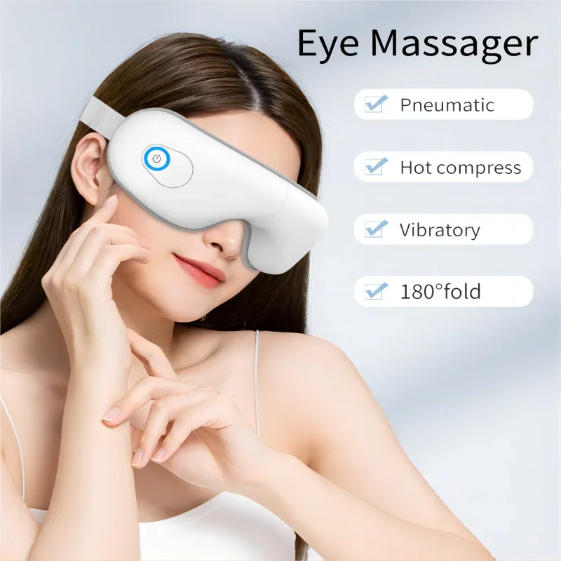 Folding Eye Massager Eye Mask with Heat and Bluetooth Music Airbag Eye Care Device Gift for Eye Strain Dry Eye Improve Sleep