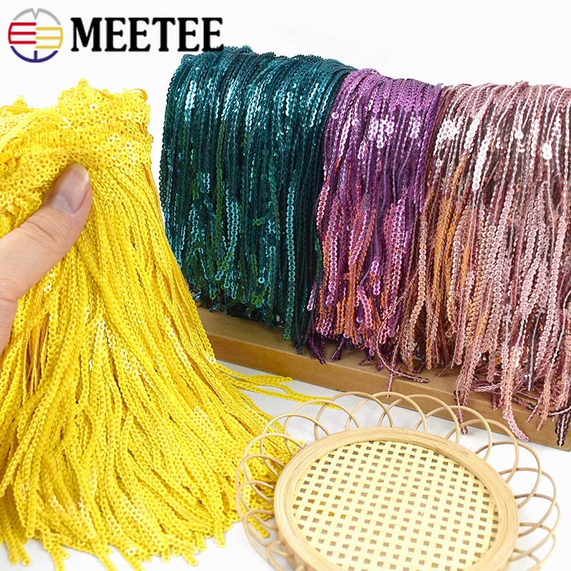 

2/5Yards 17cm Sequins Tassel Fringe for Sewing Latin Stage Dress Clothes Glitter Fringes Decor Ribbon Lace Trim DIY Accessories
