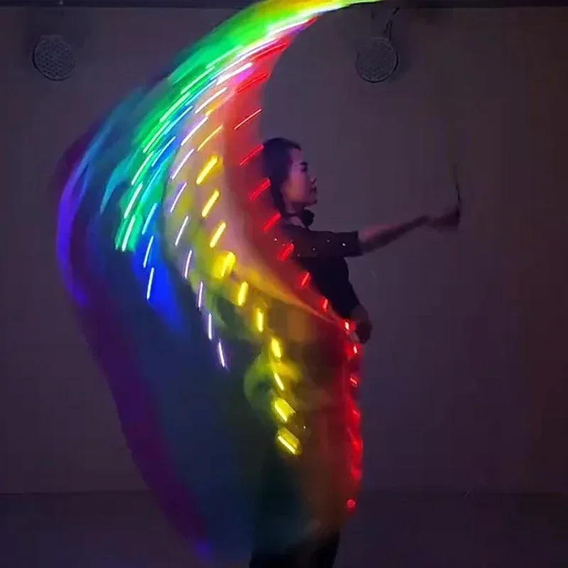 Cintas luminosas LED coloridas para gimnasio, accesorios para escenario de danza y gimnasia rítmica, cinta LED brillante RGB, bola de cadena Poi para accesorios de danza del vientre