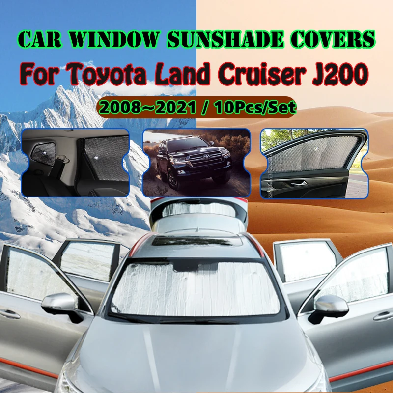 Full Covers Sunshades For Toyota Land Cruiser 200 J200 2008~2021 Car Accessories Sun Protection Windshields Side Window Visor