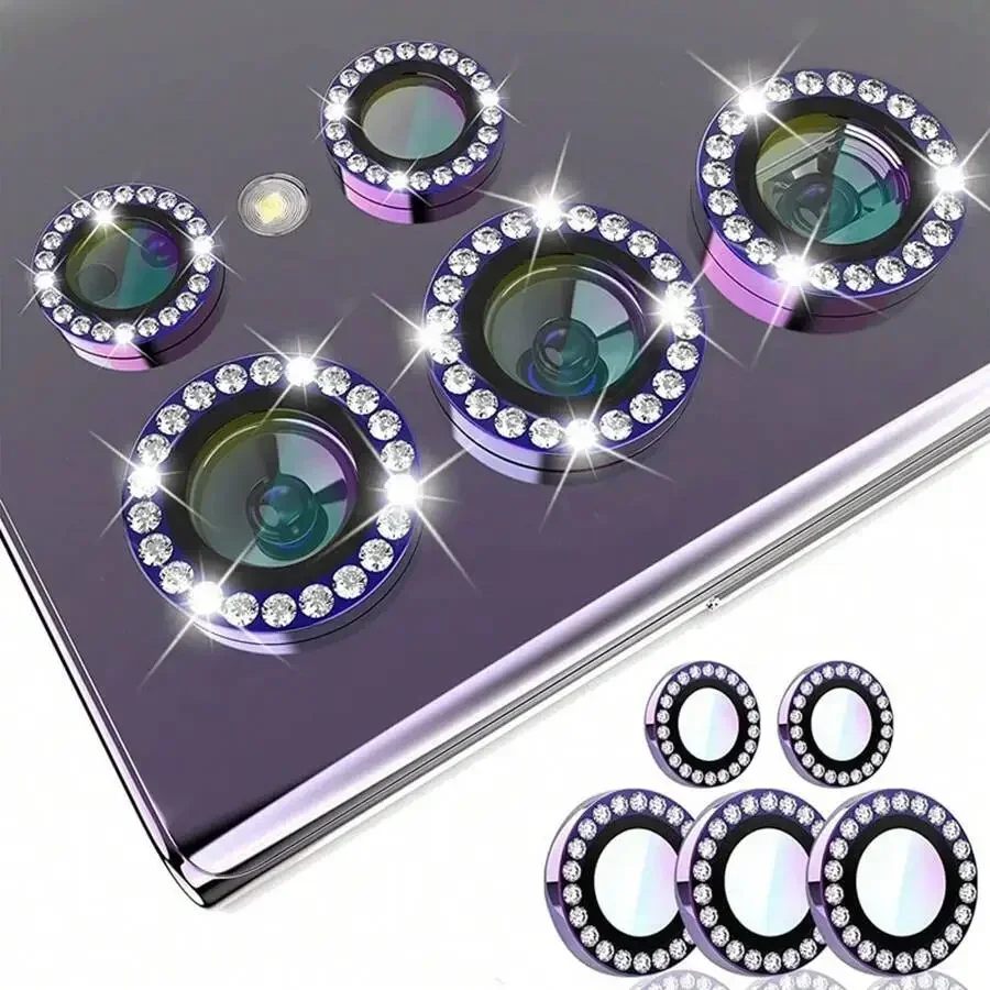 Ypm 9D Diamond Camera Lens Protector Ring Cover Film for Samsung Galaxy S25 S24 S23 S22 Ultra 5G S24 FE S23 Tempered Glass