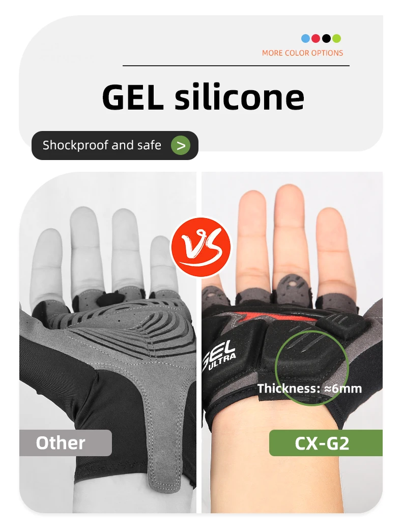 Fahrradhandschuhe mit halben Fingern, stoßfest, mit dickem GEL-Silikon, atmungsaktiv, rutschfest, für MTB, Rennrad, Radfahren, Schnellverschluss-Handschuhe – Detail 7