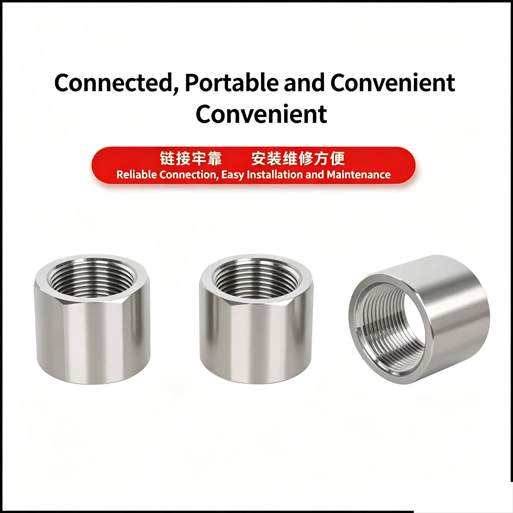 3Pcs 304 stainless steel thickened inner wire high-pressure direct explosion-proof Fitting 1/8 1/4 3/8 1/2 1