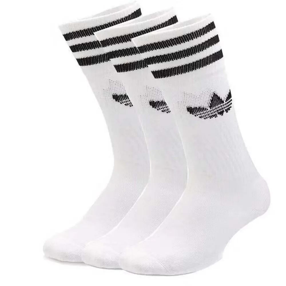 Calcetines Adidas Trefoil para correr y jugar al fútbol para hombre y mujer, cómodos y transpirables, blancos, paquete de 3 calcetines informales S21489