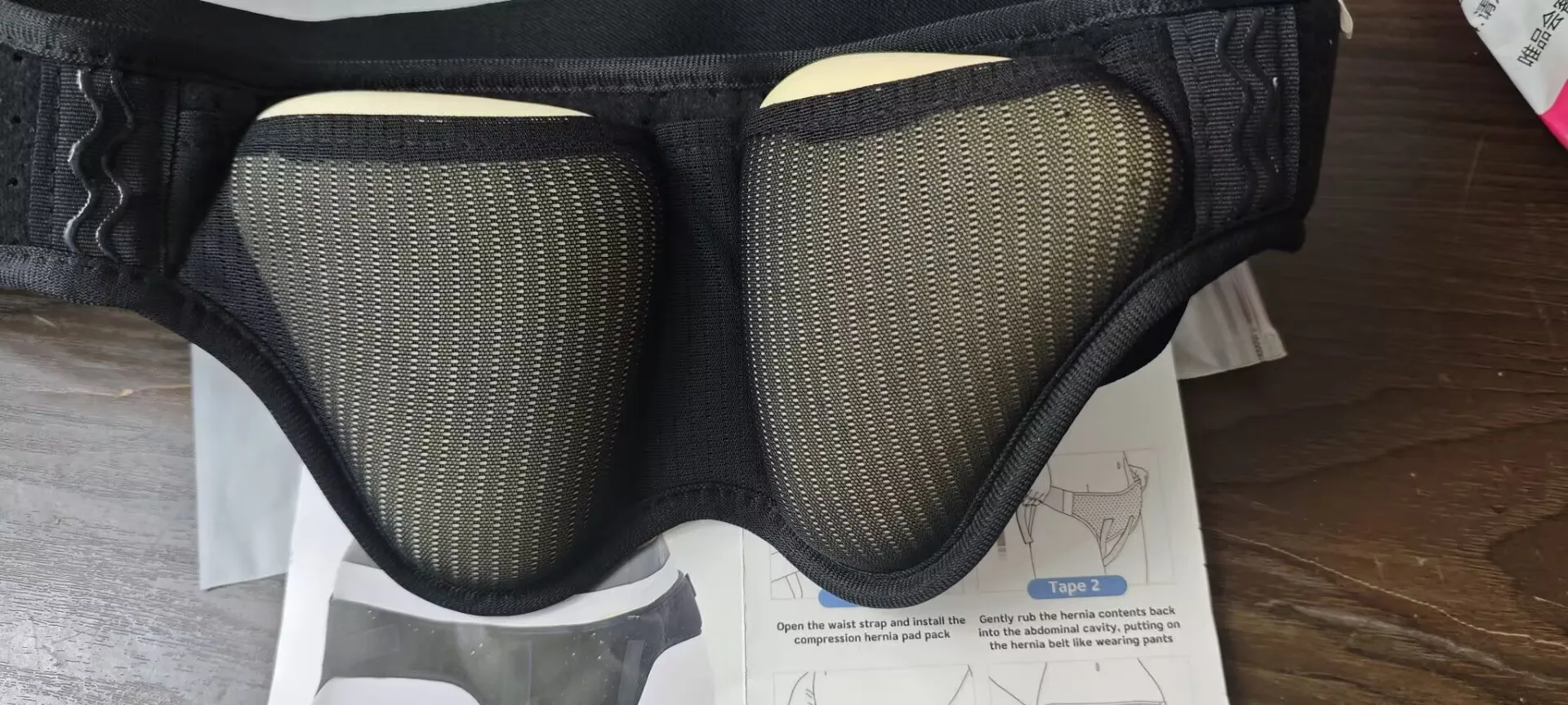 Adjustable Adult Hernia Belt Man Inguinal Groin Support Inflatable Hernia Bag with 2 Removable Compression Pads Pain Relief