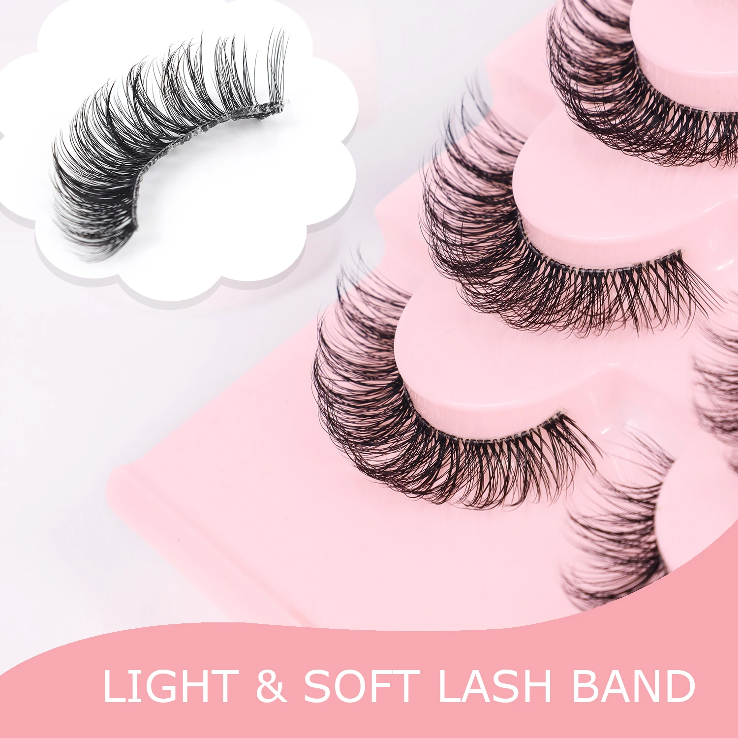 7 Paar natürliche Locken 3D Cross Transparent Falsche Wimpern