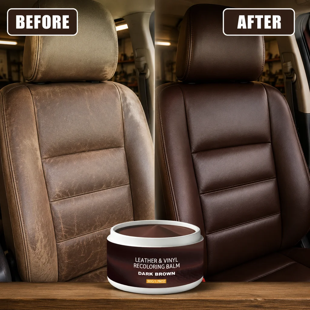 Leather Repair Color Balm for Car Interior Seats Vinyl Furniture DIY Recoloring Kit for Faded Scuffs Scratches Car & Home Care