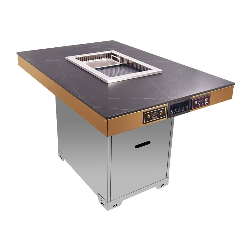 Indoor Stainless Steel Smokeless Korean BBQ Table Gas Grill with Exhaust System Easily Assembled Cleaned for Commercial Home Use