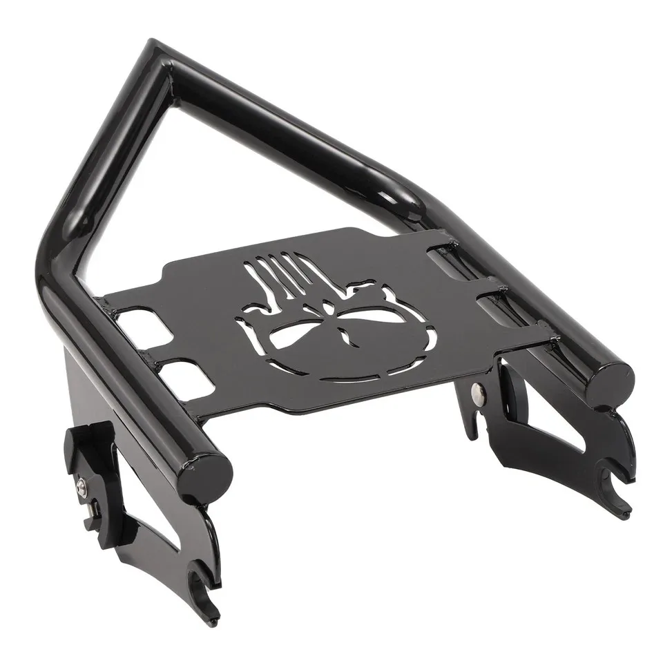 Detachables Luggage Rack for Harley Street Glide, Road King, Road Glide, Electra Glide, Touring 2009‑2025 Models, Black / Chrome (Rear Grab Handles Bracket Kit)