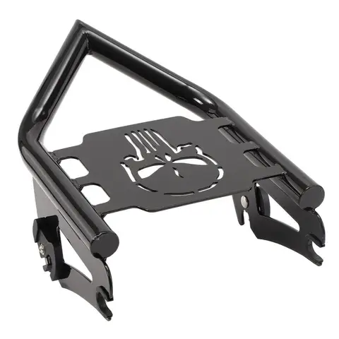 Detachables Luggage Rack for Harley Street Glide, Road King, Road Glide, Electra Glide, Touring 2009‑2025 Models, Black / Chrome (Rear Grab Handles Bracket Kit)