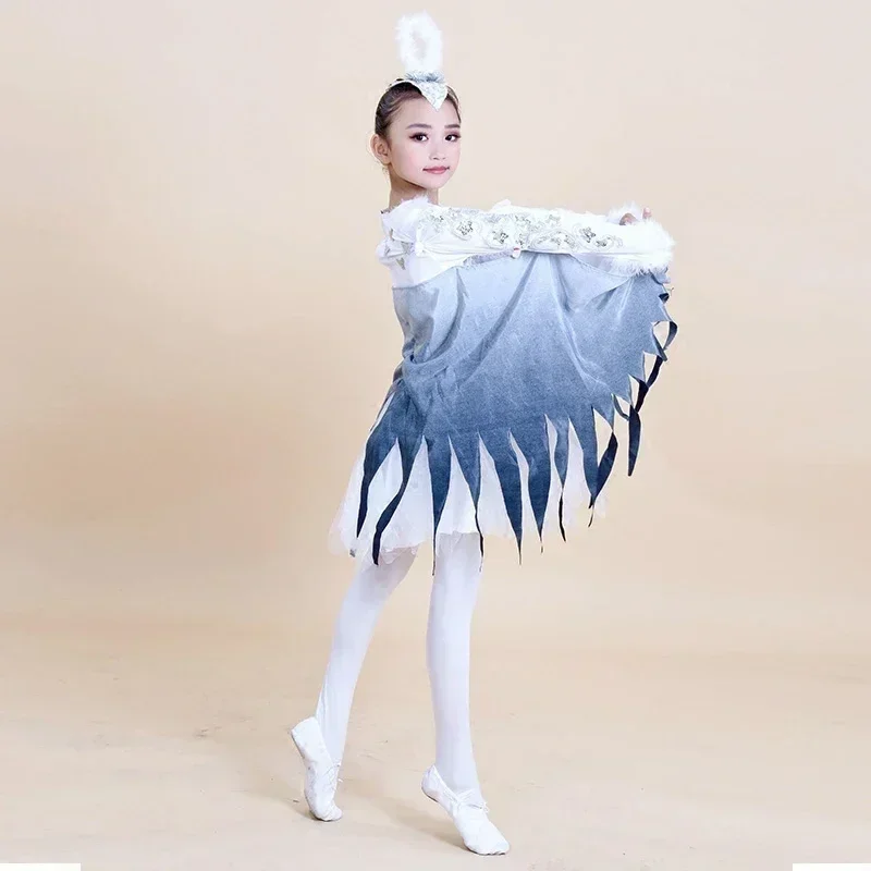 Costumi di danza moderna per bambini Costumi di personaggi animali di danza Abbigliamento per uccelli di Halloween Piumini Abbigliamento per spettacoli di gazze
