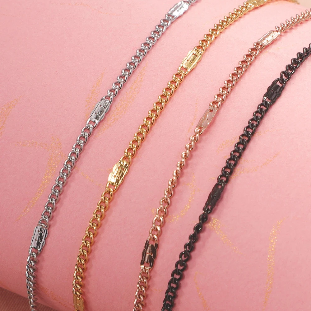 5Pcs 304 Stainless Steel 1.5mm Wide Wave Chain 16cm 40cm 45cm Long Chain Necklace