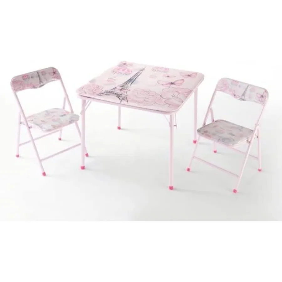 

Pink 3Piece Table and Chair Set for Room Decor Ideal for Playrooms and Learning Spaces Compact Design with Durable Finish Perfe