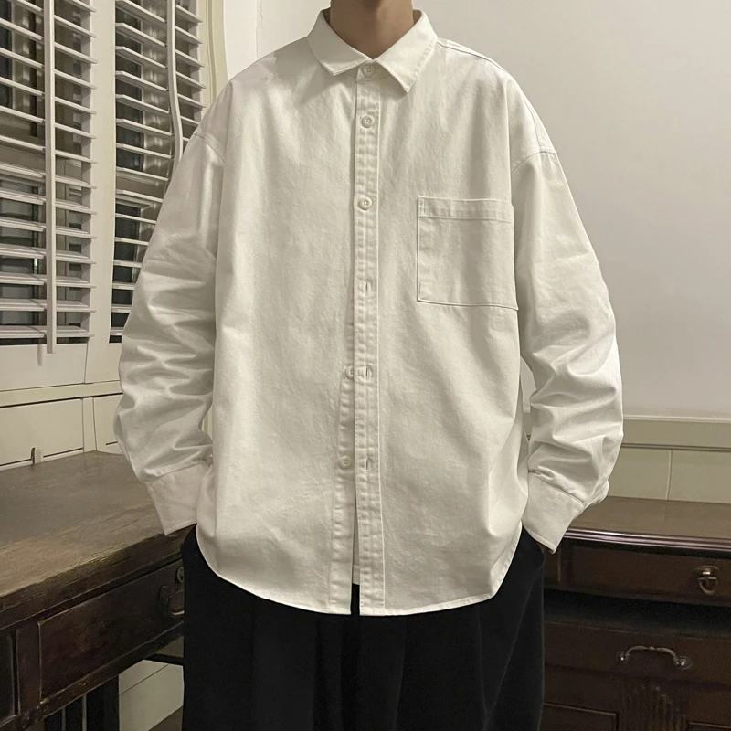 

Men's Pure Cotton Long Sve irt Casual Sle Spring Faionable White Casual Coat Large Size Loose Fit arp And Haome