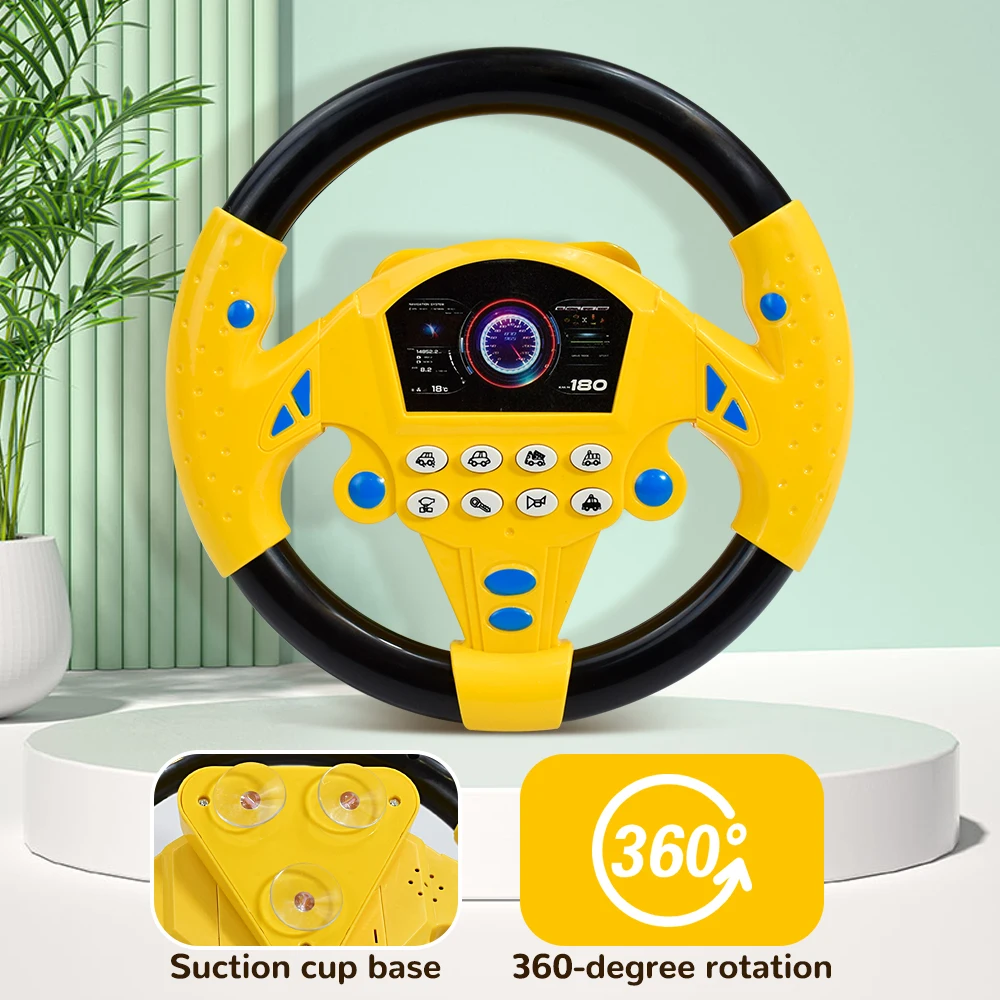 Volante elétrico brinquedo com som leve para bebês crianças educacional portátil simulado volante de condução brinquedos vocais