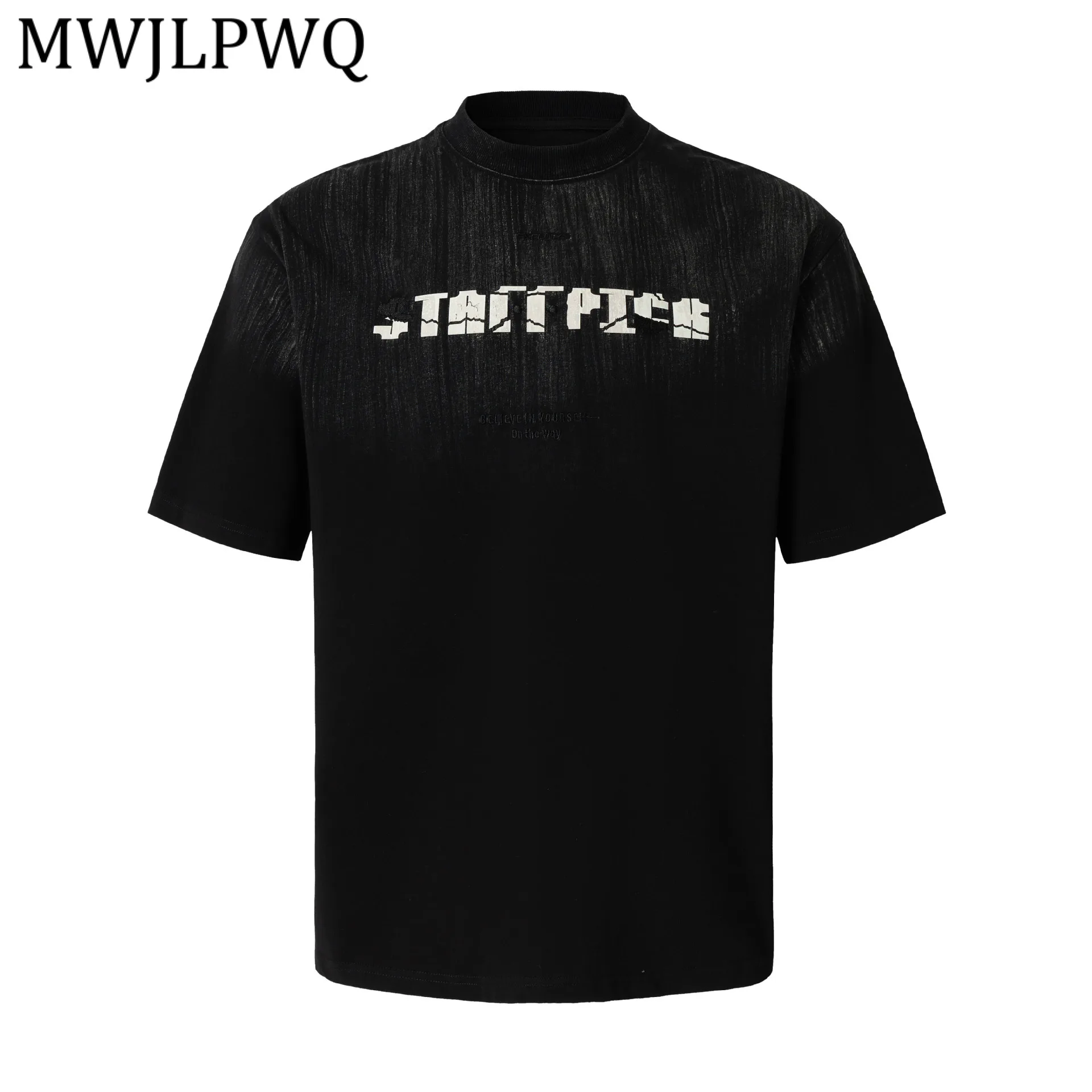 

MWJLPWQ American Street Simple Letter Design T-Shirt Men's High Street Loose Short Sleeve Casual Tops Men 2026 Summer New 13377