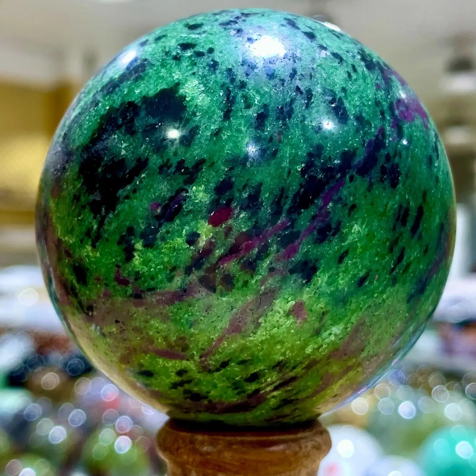 

Natural Ruby In Zoisite Gemstone Crystal Sphere Ball Healing