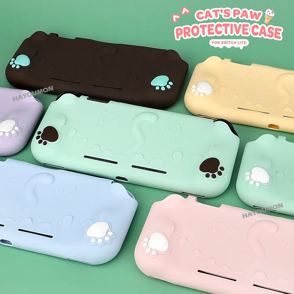 NEW Dark Brown For Switch Lite Silicone Case Cat's Paw Soft TPU Protective Cover Non-Slip Grip Shell For NS Lite Gaming Access