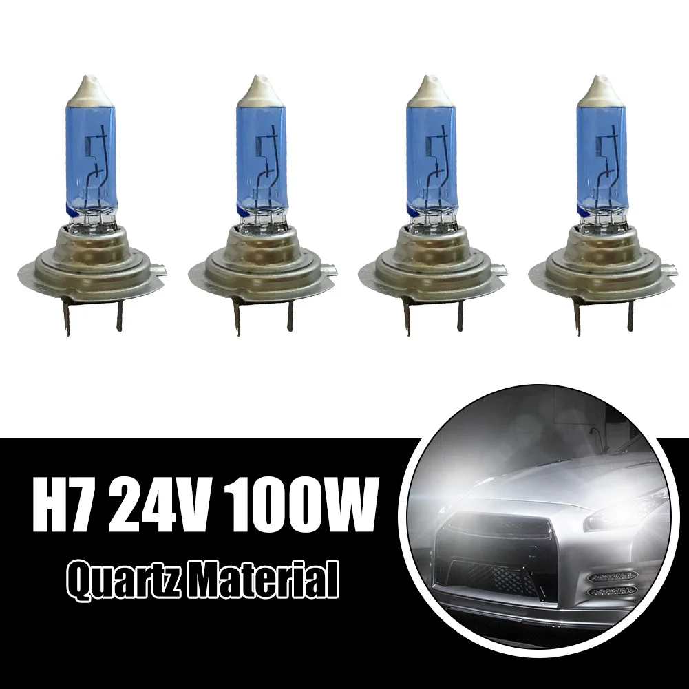 Halogen Lamp Headlight Bulbs Car Headlight H7 Headlight Bulbs 4pcs For Cars With H7 Bulbs Fitted Quartz Material Blue
