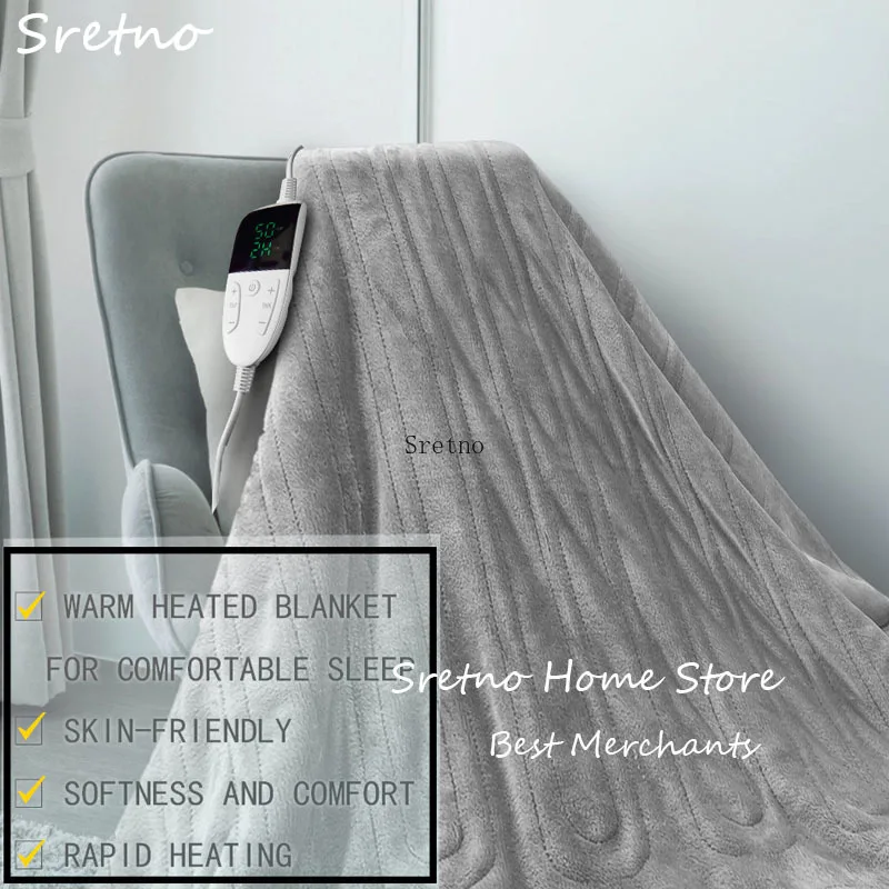

SRETNO Flannel Electric Blanket Adjustable Temperature Timed Washable Heating Pad Home Sofa Electric Heated Cover Blankets
