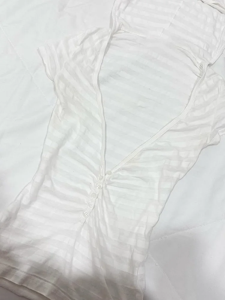 Floral End American Retro Y2K Spicy Girl White Stripes Hoodie T-irt Slim Fit Cotton ort Sve Summer Faion for Women