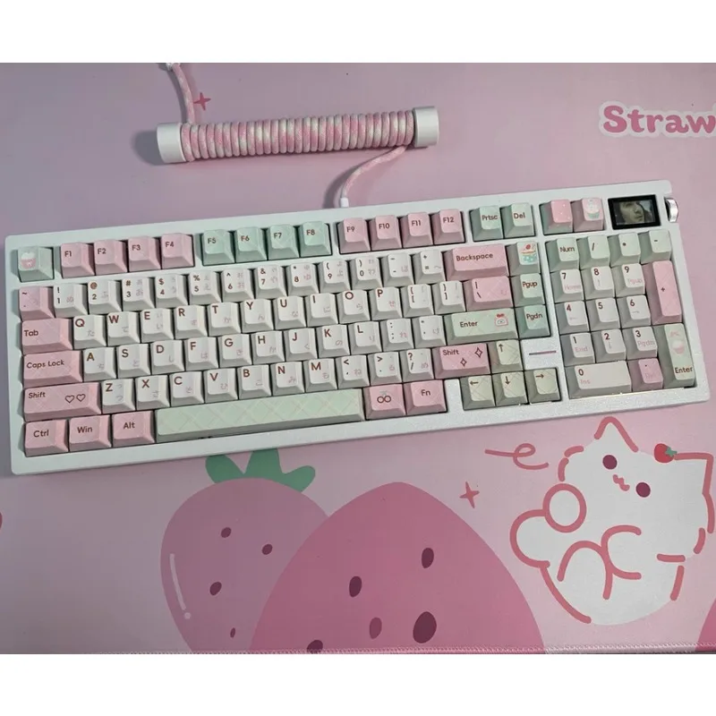 

Summer Dessert Theme Keycap 146key PBT Custom Cute Pink Girl Keyboard Cap Cherry Profile Gaming KeyCap for Mechanical Keyboards