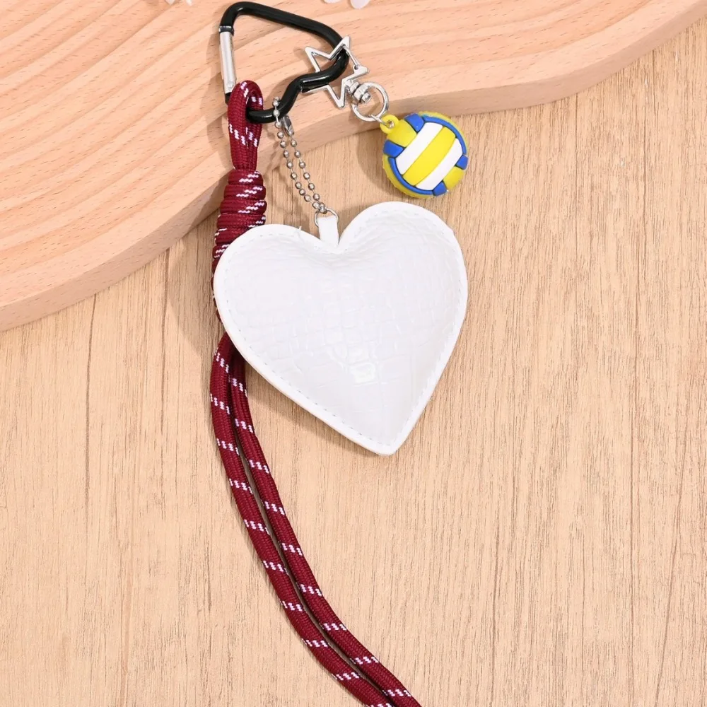

PU Leather Heart Keychain Woven Rope Basketball Braided Rope Car Keyrings Handmade Volleyball Love Football Bag Charm