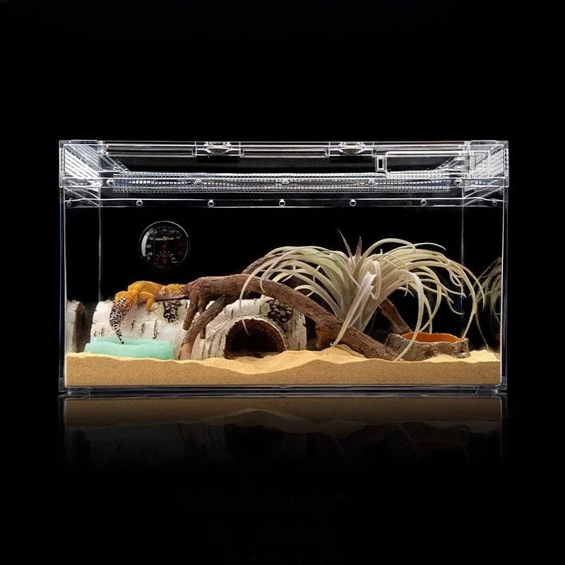 Amphibious Reptile Breeding Box Hermit Crab Lizard Scorpion Terrarium Snake Transparent Escape-proof Reptile Box Small Pet view 2